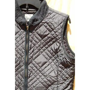 J. Jill Women Down Puffer Vest MEDIUM Black Quilted Full Zip